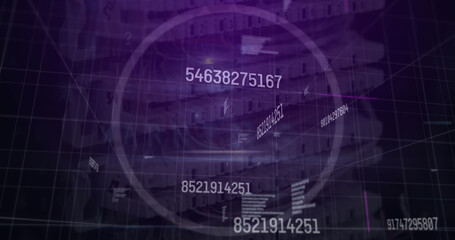 Image of data processing over server room