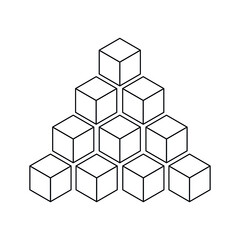 Pyramid stack of 3d outline cubes. Infographic element for presentation