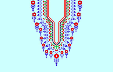 Neckline ethnic oriental ikat seamless pattern