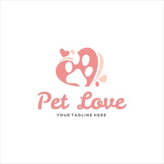 Fototapeta na wymiar Love Pet Logo Design Vector Image