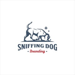 Dog Puppy Pet Sniffing Logo Design Vector Image
