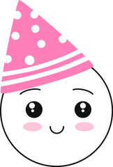 Funny flat style, emoji icon in a cap for a party. Vector 
illustration