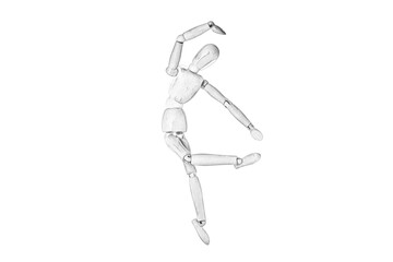 black and white drawing of a wooden puppet on a white