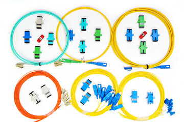 Fiber optic cables isolated white