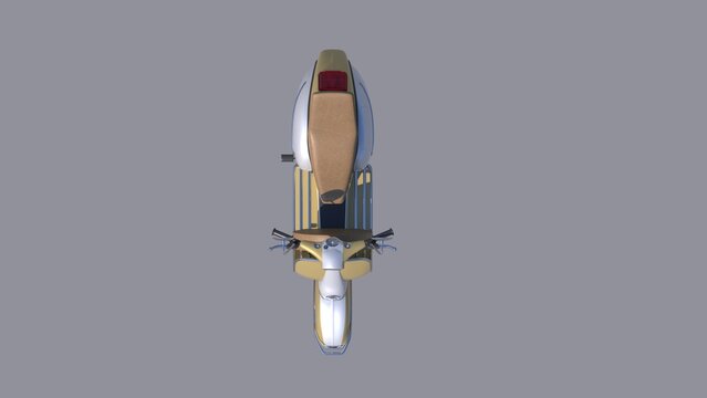 3D Rendering of Scooter Motorcycle in Goldenrod color on white background.