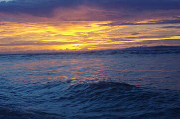 Sunset over the Indonesian coastline