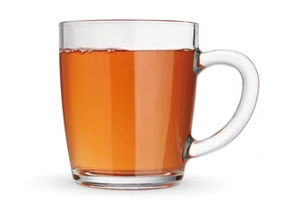 Poster Glass cup of hot black tea isolated on white © spaxiax