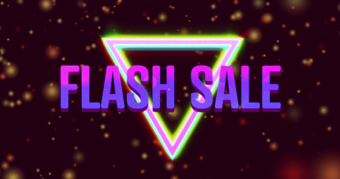 Image of flash sale text over spots on black background