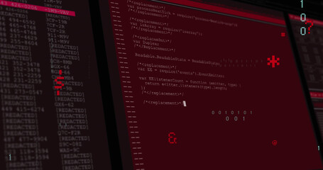 Image of data processing on black background