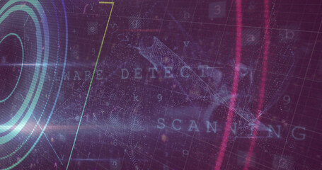 Image of digital data processing over dark background