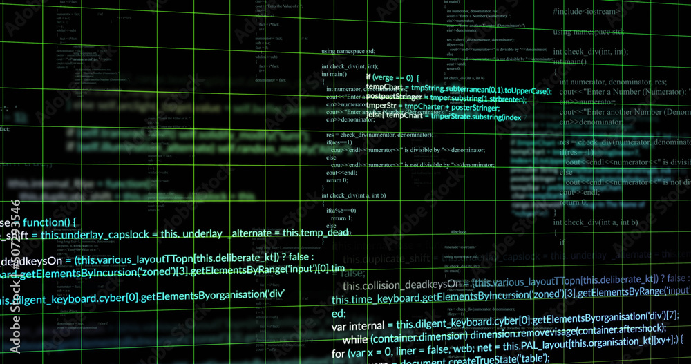 Wall mural image of data processing on black background