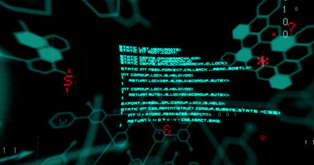 Image of data processing on black background