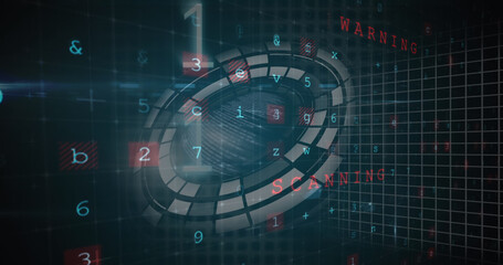 Image of digital data processing over dark background