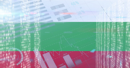 Image of flag of bulgaria over data processing