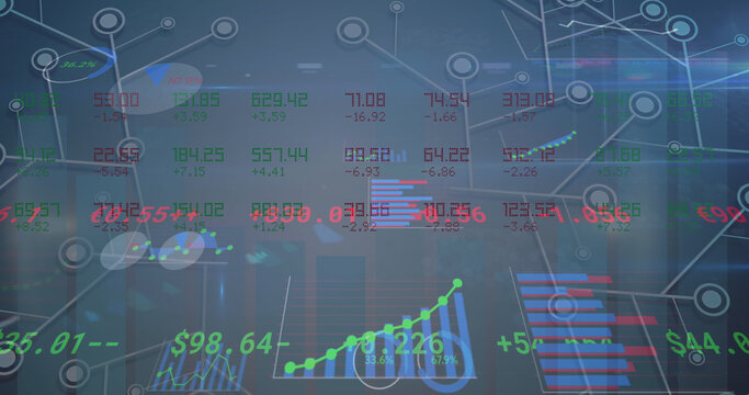 Image of stock market over financial data processing