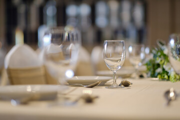 empty glass water with bokeh background
