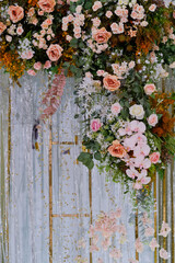 wedding backdrop, wedding flower decoration, rose wall, colorful background, fresh rose, bunch of flower
