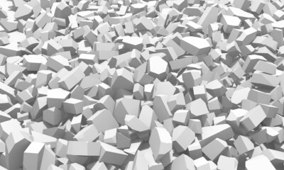 Pile of shattered white stone pieces