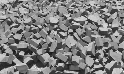 Rubble pile. Concrete stone pieces