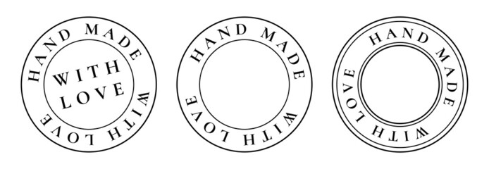 Hand Made with Love by inscription lettering quote. Made with Love calligraphy. Made with Love card. Vector illustration