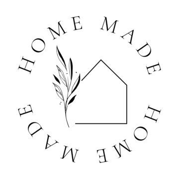 Home made stamp with house and plant illustration 