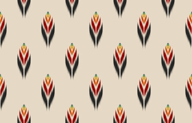 Fototapeta na wymiar Fabric Indian style. Ethnic Ikat seamless pattern in tribal. Design for background, wallpaper, illustration, fabric, clothing, carpet, textile, batik, embroidery.