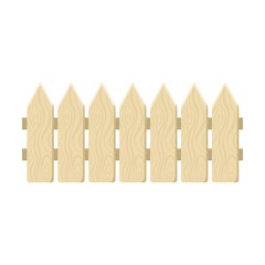 Garden, farm or ranch elements. Wooden fence or barrier vector illustration. Fencing or border walls from planks isolated