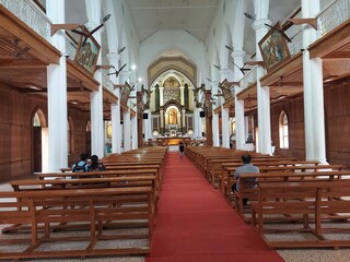 ARTHUNKAL, INDIA - MAY 10, 2022: Inside a St. Andrews Forane Church - Basilica in Alappuzha of...