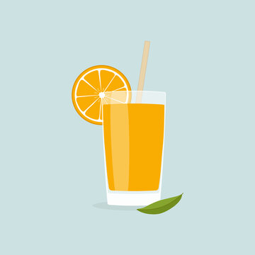 Glass of fresh orange juice, Juice, vector, vector illustration,
icon isolated on blue