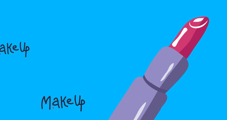 Image of make up text over pink lipstick