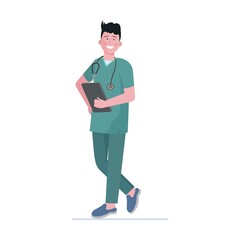 Hospital staff. Medical nurse, doctor flat vector illustration. Medicine, occupation, healthcare concept for banner