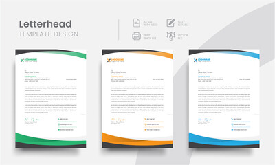 Professional letterhead business stationery template for corporate identity. Simple company letterhead and business letter layout with brand identity. Vol - 33