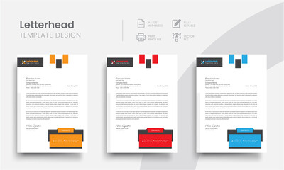 Professional letterhead business stationery template for corporate identity. Simple company letterhead and business letter layout with brand identity. Vol - 46