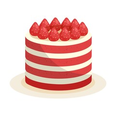 Strawberry cake. Process of cooking cake or pie cartoon illustration. Adding ingredients in bowl step by step. Preparation concept