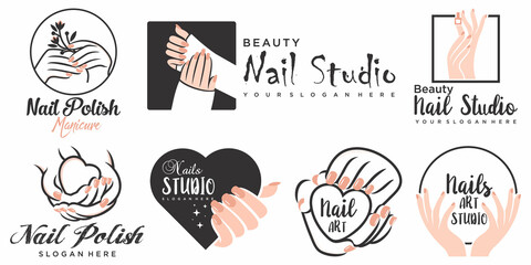 Nails art studio logo design template