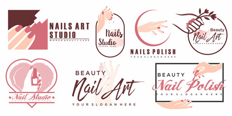 Beauty nail salon logo with creative element