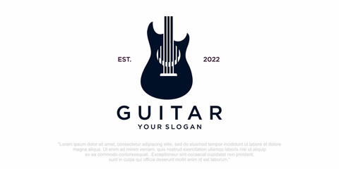 Guitar instrument simple logo design inspiration