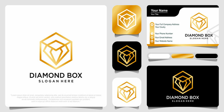 Creative Diamond Concept Logo Design Template and business card design.
