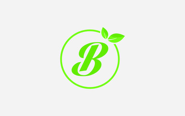 Fresh green leaf nature and healthy leaf logo design vector with the letter and alphabets B