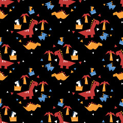Obraz premium abstract shape dinosaur in fun shape background or fabric pattern for printing