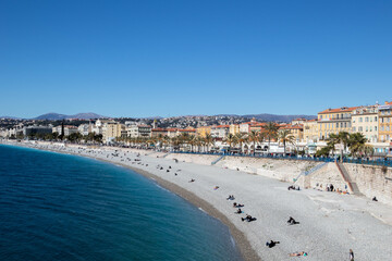 Fototapeta na wymiar View of Nice city and beach in France