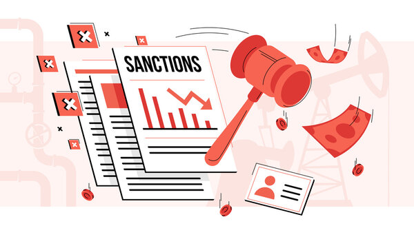 Economic sanctions vector illustration and defend against threats to international peace