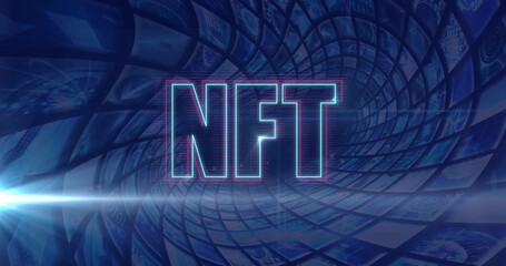 Image of nft text over data processing