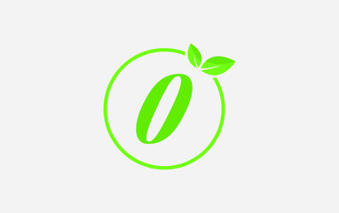 Fresh green leaf nature and healthy leaf logo design vector with the letter and alphabets O