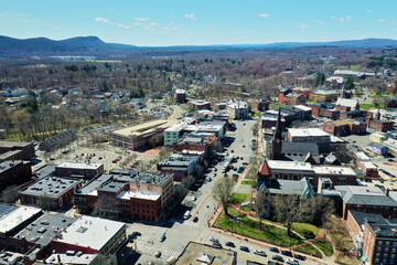 Aerial of Northampton, Massachusetts, United States