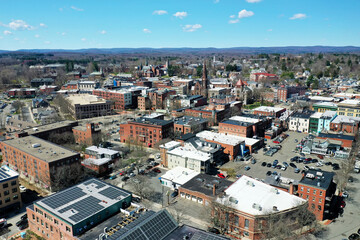 Obraz premium Aerial of Northampton, Massachusetts, United States on a beautiful day
