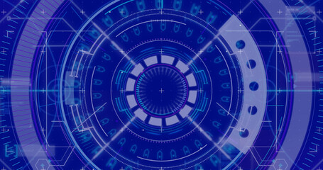 Image of scope scanning and data processing on blue background