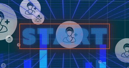 Image of start in digital abstract space with user icons