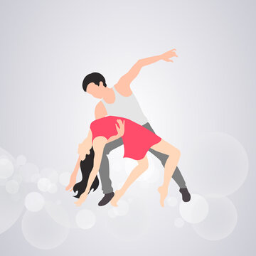 A couple on white background dancing contemporary, illustration