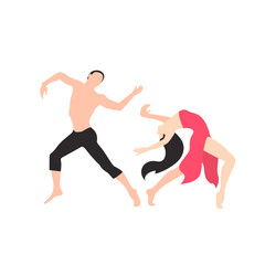 A couple on white background dancing contemporary, illustration